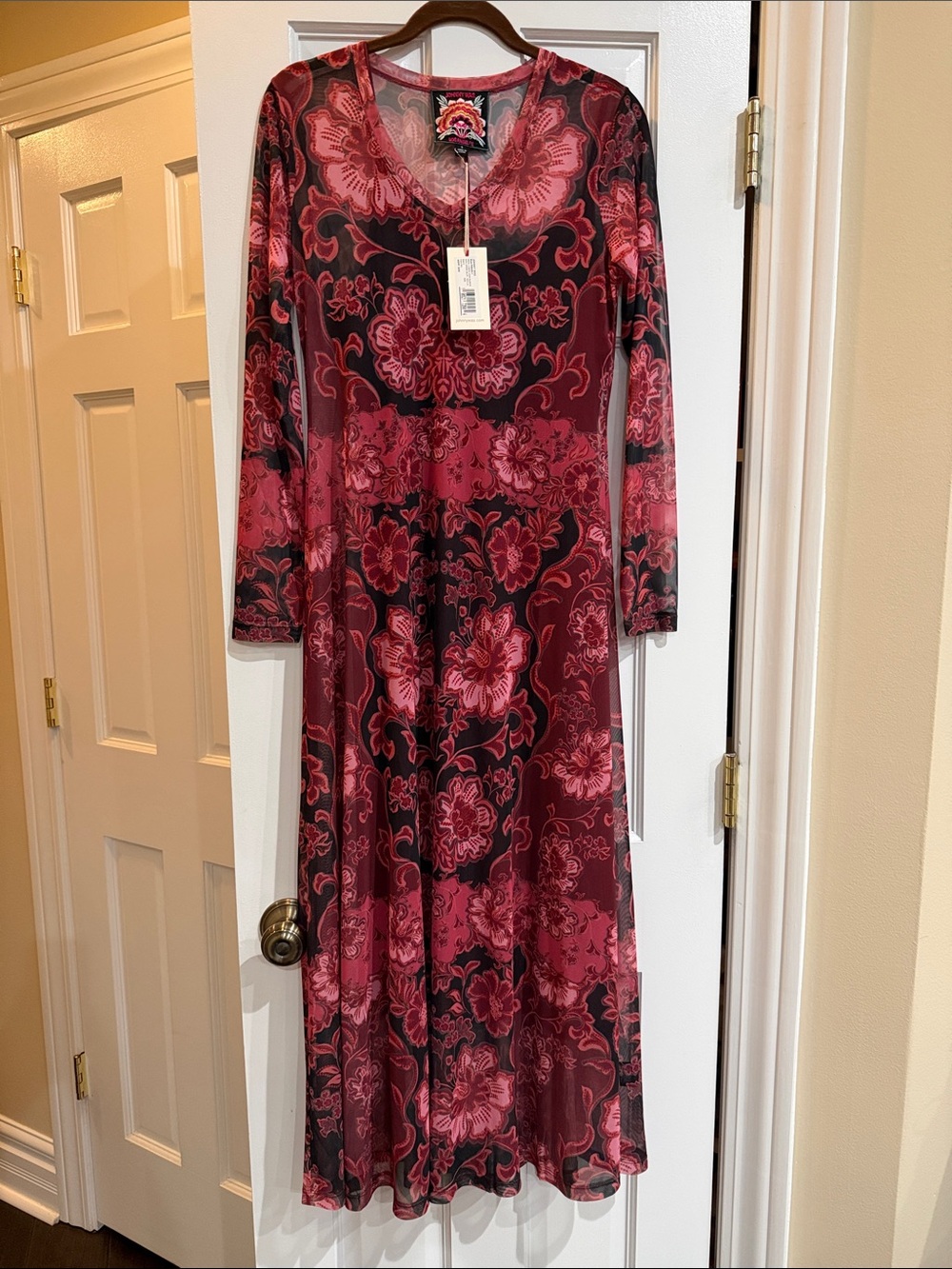 Johnny Was Scilla Mesh V-Neck Maxi Dress